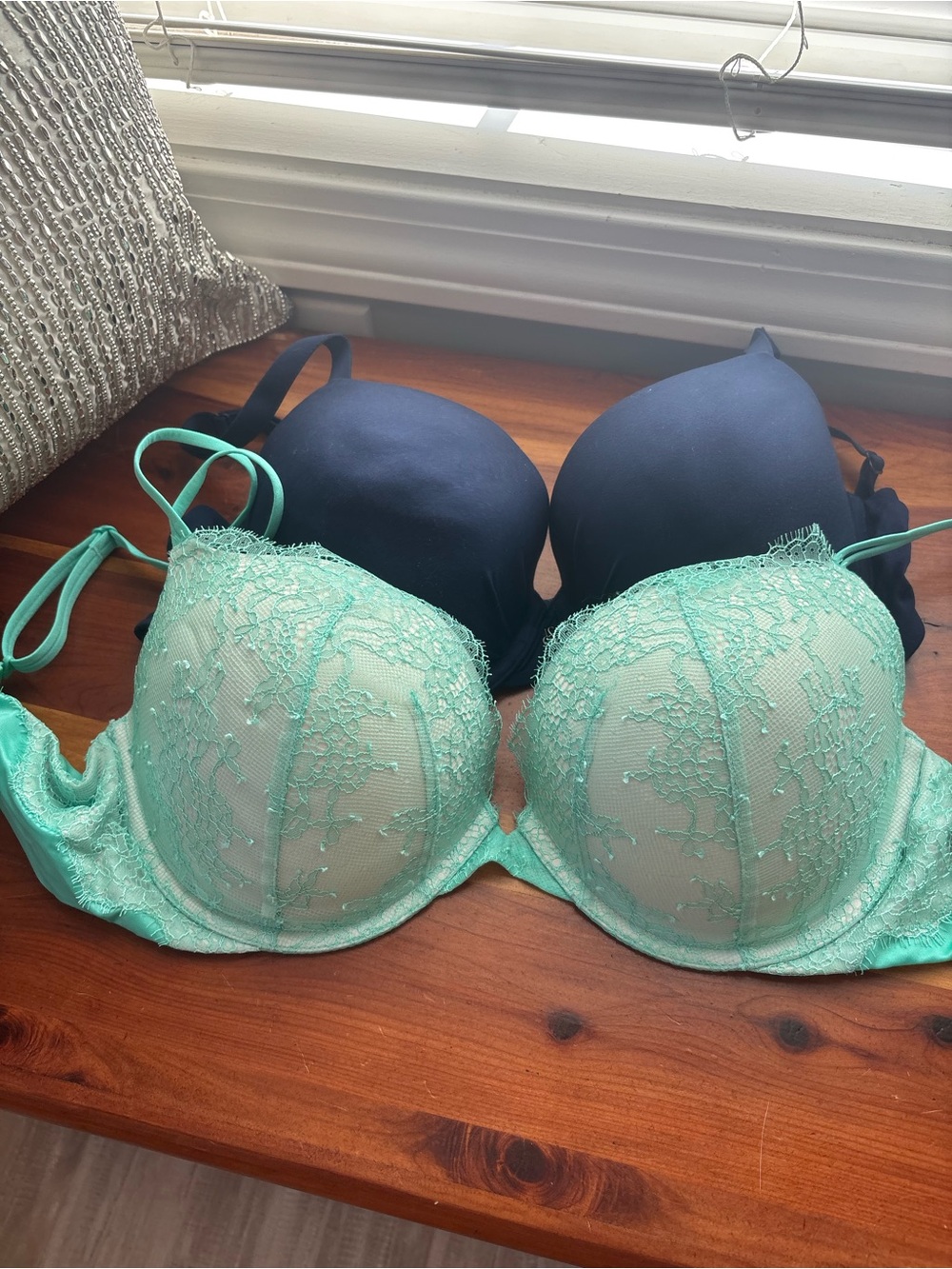 Women's Lace Push-Up Bra Bundle 2- Mint and Navy